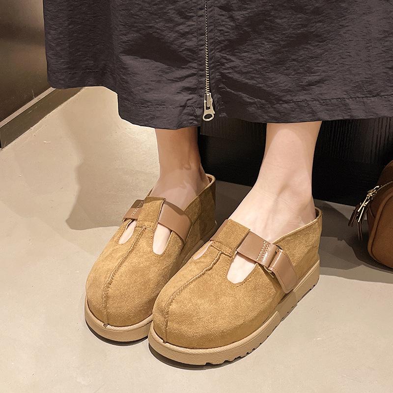New popular retro Mary Jane women's summer versatile niche Korean slope heel lazy shoes thick sole heightening casual
