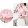 Women Office Casual Floral Print Lapel Button Long Sleeve Slim Fit Shirt Blouse