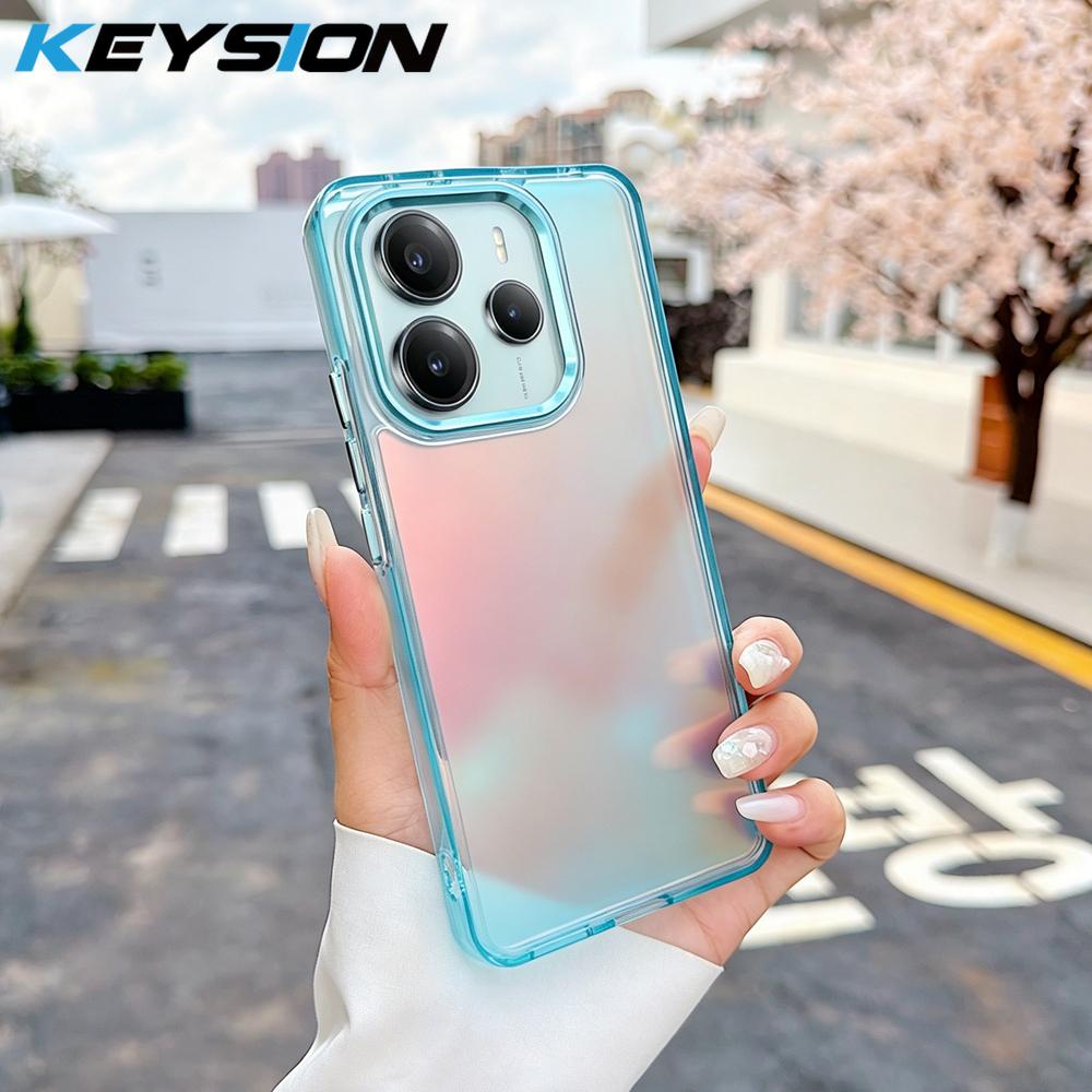KEYSION Fashion Laser Gradient Colorful Phone Case for Redmi Note 14 4G 5G TPU+PC Shockproof Back Cover for Redmi Note 14