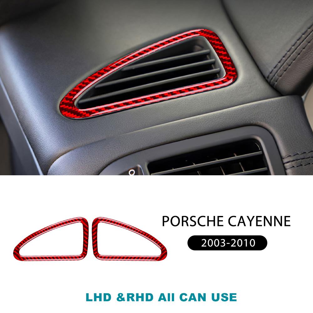 Real Soft Carbon Fiber Sticker For Porsche Cayenne 2003 2004 2005 2006 2007 2008 2009 2010 Demister Vent Interior Accessories
