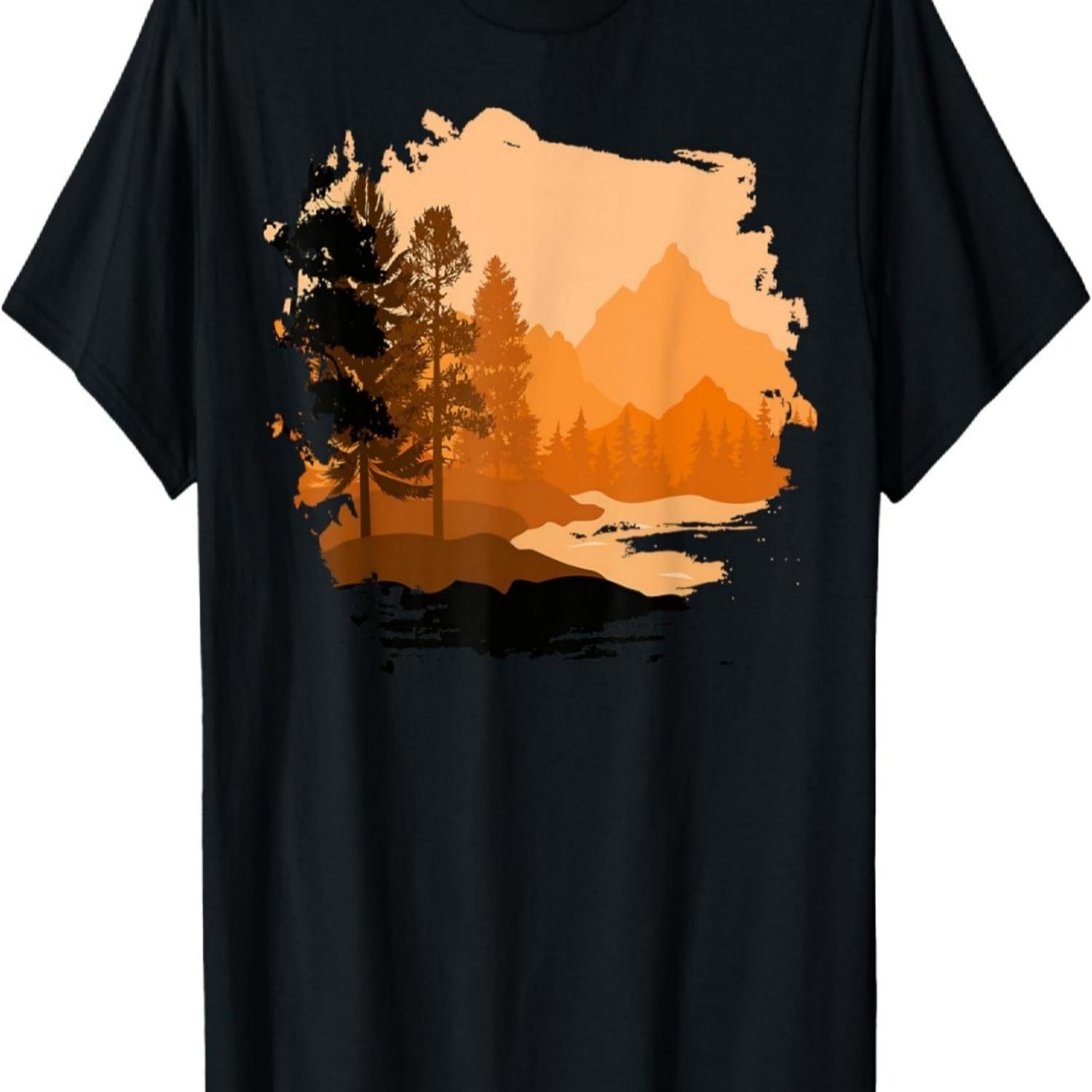 Timeless Mountain, Nature Trees and Forest T-Shirt S