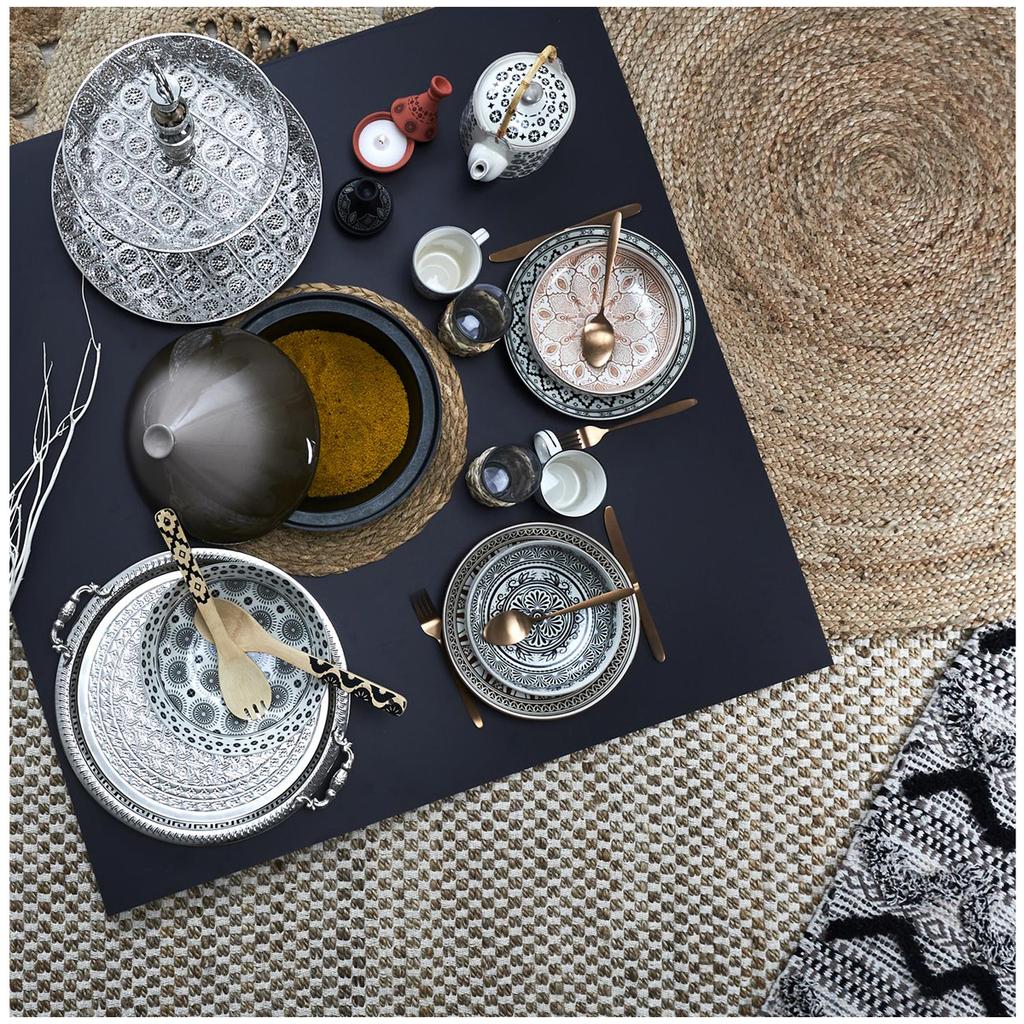 Les Trésors De Lily [A3684] – Serviertablett „Cléopatra“ aus altsilbernem Metall – 42 cm