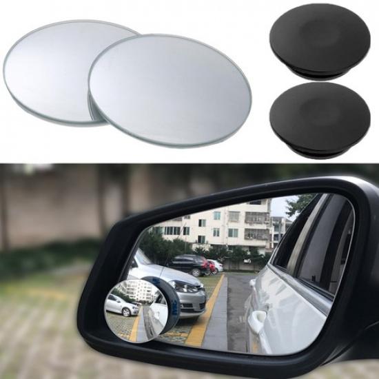 2pcs 360° Car Rearview Glass Frameless Wide Angle Round Convex Blind Spot Mirror