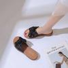 Brand broken size slippers women's bow flat bottom 2025 soft bottom non-slip beef tendon fashion maternity summer sandals