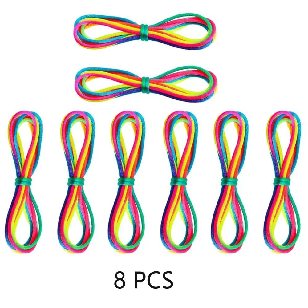 Rainbow Cats Cradle String 1.6M/63 Inch Long Rainbow Colourful Finger Rope Chinese Finger String Games Toy for Kids