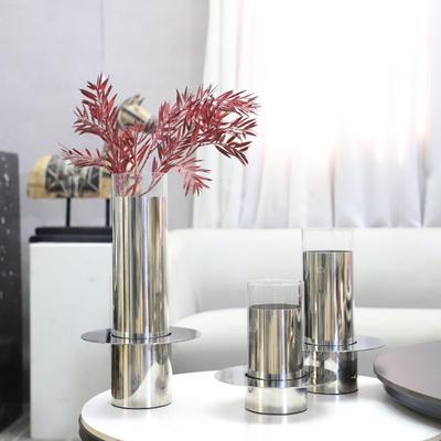 Edelstahl Glasvase Modernes Schlafzimmer Ästhetische Vasen Minimalistische Kunst Blumentopf Elegante Raumdekorationen Töpfe Heimdekoration