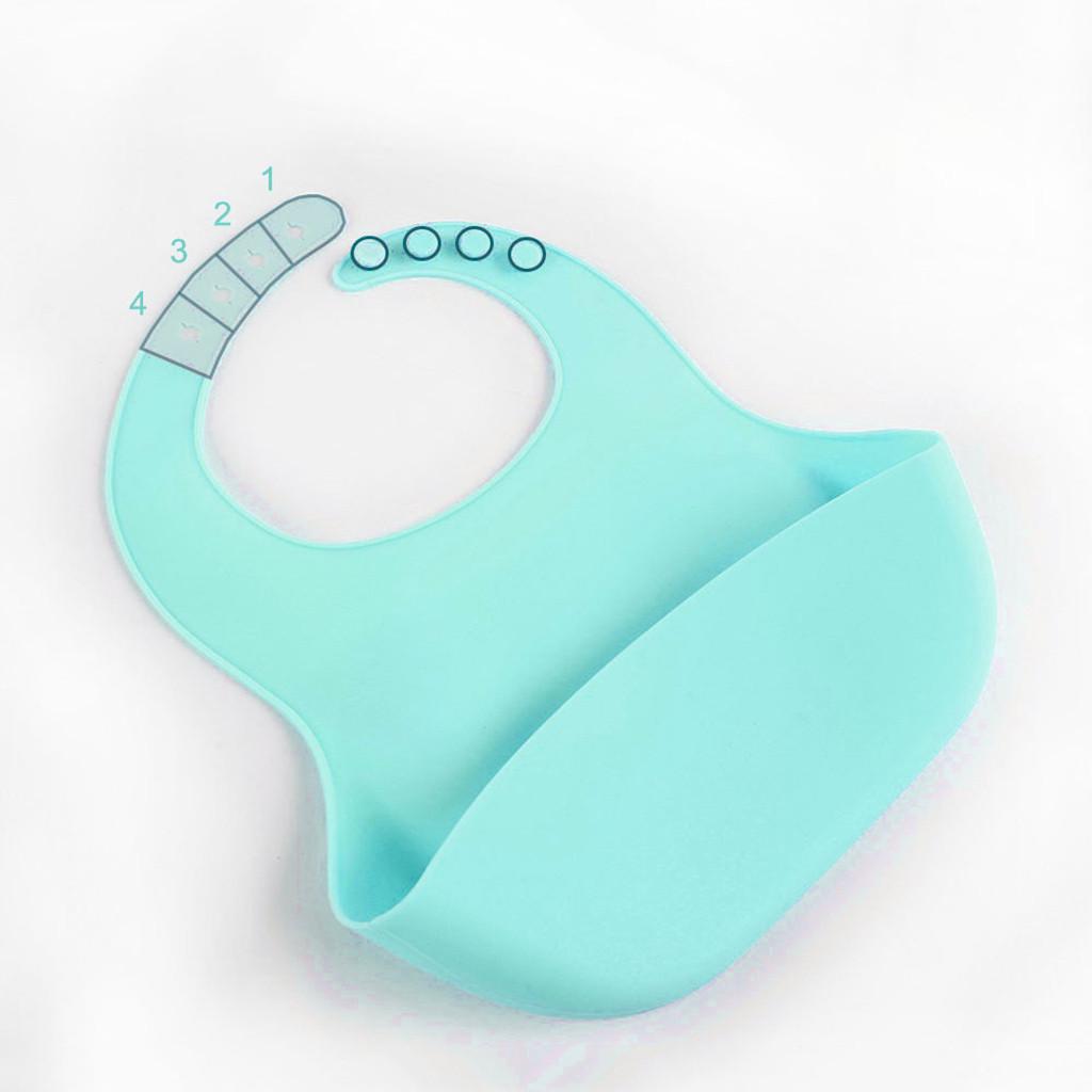 Waterproof Baby Silicone Bibs Feeding Bib Kids Roll Up Food Catcher Pocket