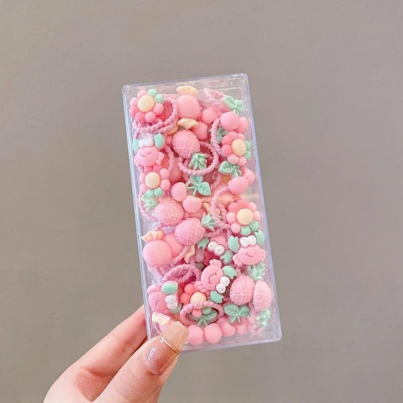 30pcs Girls High Elastic Hair Band Does Not Hurt Hair, Cartoon Animal Flowers and Fruit Decorative Hair Band, Decorative Hair Se