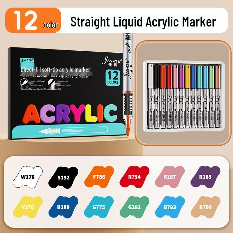 Washable Liquid Acrylic Marker with Soft Tip - Layerable Watercolor Pen for Kids' Art Projects