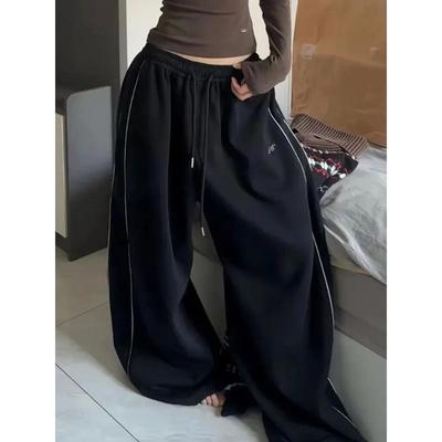 Vintage Striped Sweatpants Women Streetwear Casual Oversized Pants Korean Fashion Harajuku Baggy Black Hip Hop Trousers New