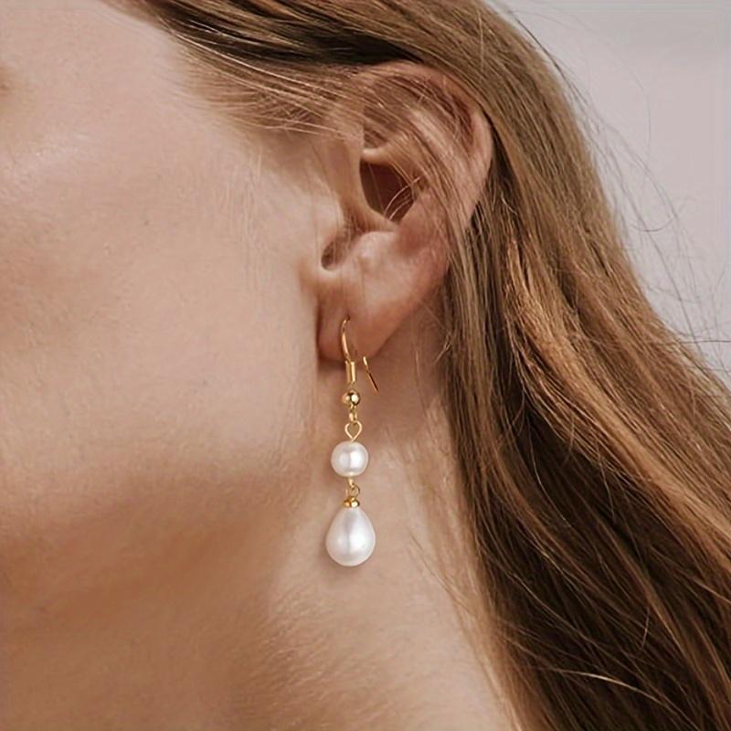 A Pair of Elegant Teardrop Imitation Pearl Earrings, Simple Graceful Design for Women – Suitable for Daily,Anniversary. Wonderful Gift for Her