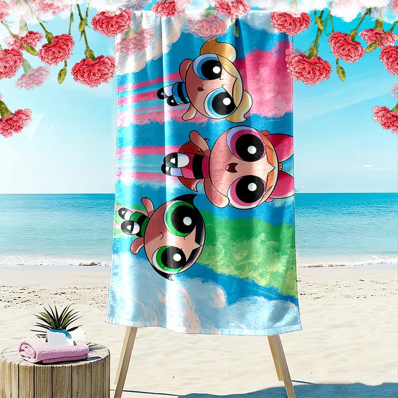 The Powerpuff Girls Print Beach Towel, Large Soft Quick Dry Towel for Beach Camping Swimming