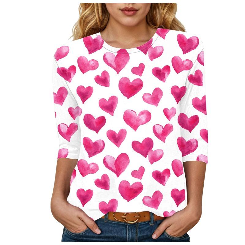 Women s printed round neck top long sleeved shirt XS