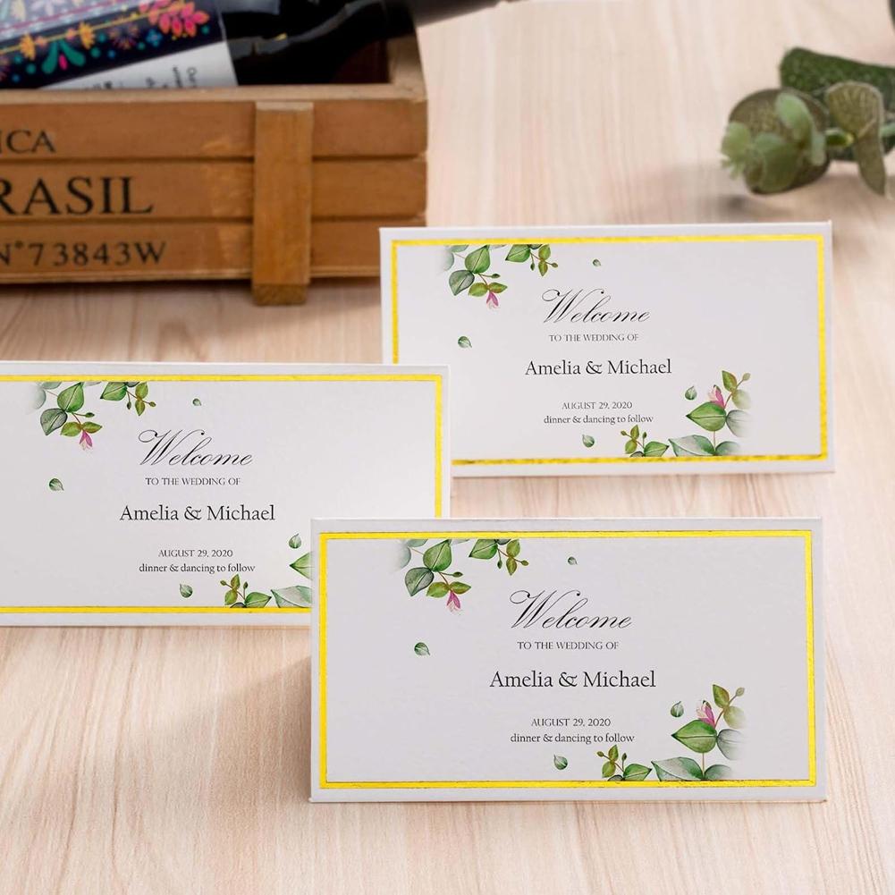 Good-120Pcs Premium Place Cards,Small Table Cards With Gold Foil Border, 2 X 3.5In Tent Cards,Wedding Place Cards For Wedding