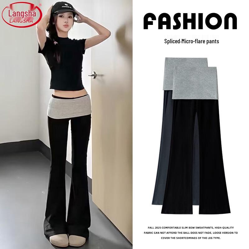 Women s High-Waist Spliced Flared Yoga Pants XL