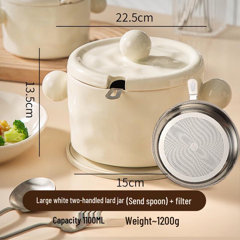 Ceramic Lard Storage Pot with Lid