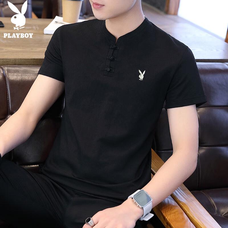 PLAYBOY Men s Chinese Style V-Neck Short Sleeve T-Shirt XXL 3090₽