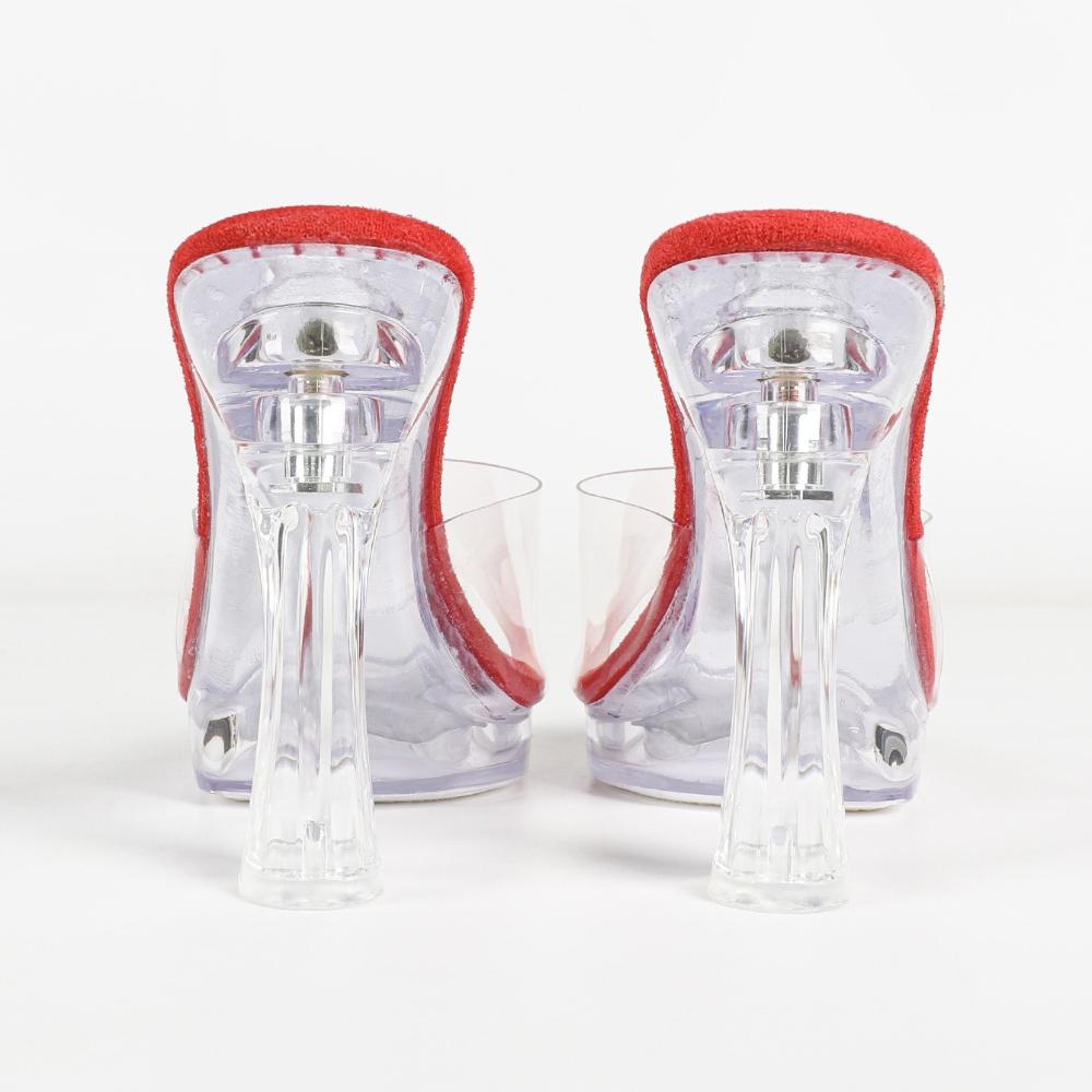 Korean Style Runway Model Slippers Flat Block Heel Sexy Transparent Platform High Heel Summer Women Footwear LFD-198711-7