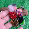 Handmade Bohemian Style Crushed Stone Woven Stretch Bead Wide Ring, Natural Stone Ring, Women's Everyday Casual Jewelry.