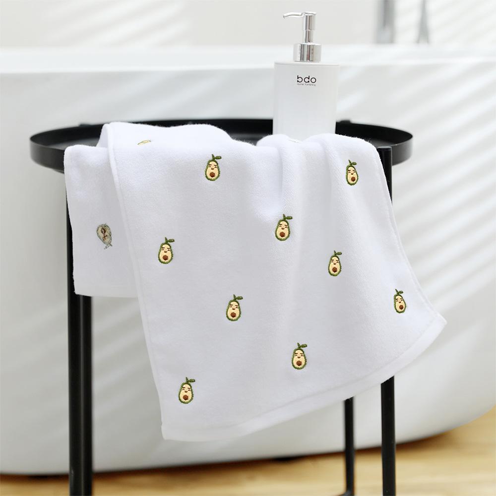 Avocado Embroidered 100% Cotton Face Towel - Soft & Absorbent, Customizable Logo