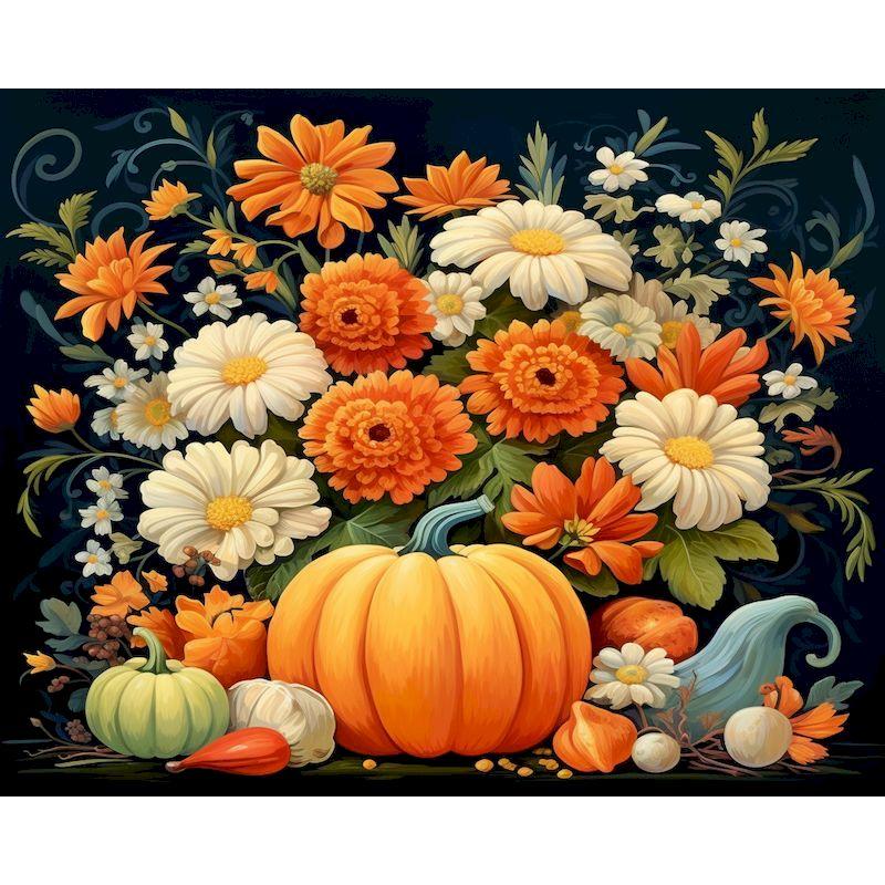 GATYZTORY Oil Painting By Numbers Handpainted Picture Drawing Pumpkin Flower Diy Crafts On Canvas Gift For Adults Home Garden