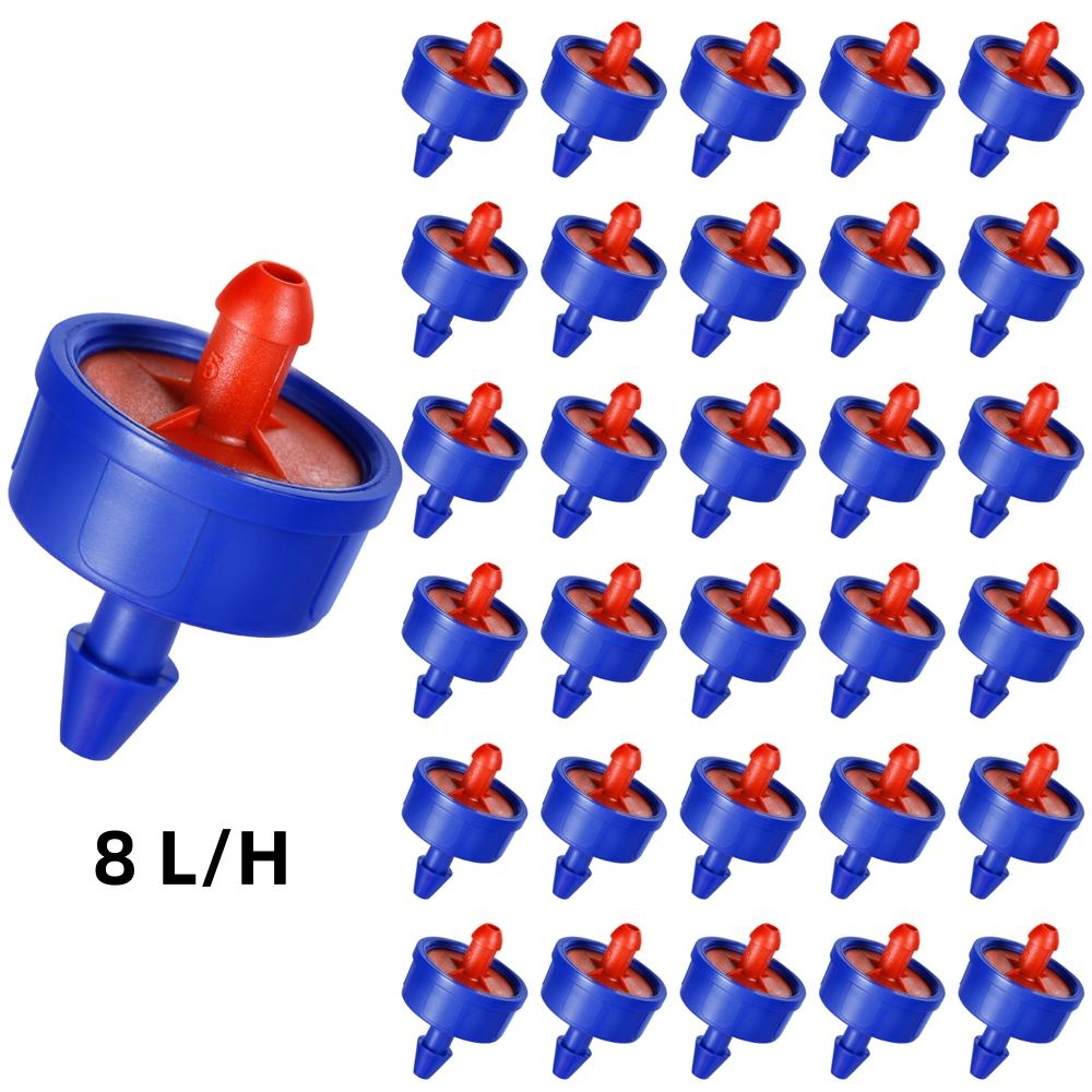 200Pcs Pressure Compensated Drippers 1/2/3/4/8/12/16 L/H Garden Drip Compensation Emitters Irrigation Steady Flow Regulators