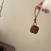 IMD Dustproof Brown Block Print Earphone Case with Lanyard For Airpods Pro, Pro2, Pro3, 1, 2, 3, 4,
