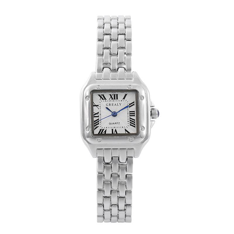 Trendy Women's Quartz Square Diamond Watch with Steel Band