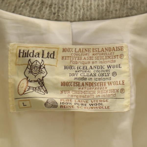 VINTAGE 70s knit coat L Gray Women Used