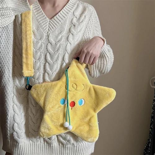 

Cute Carto Plush Women s Star Shape Messenger Bag Niche Design Large Capacity Female Furry Shoulder Bags Hot Girls Handbags