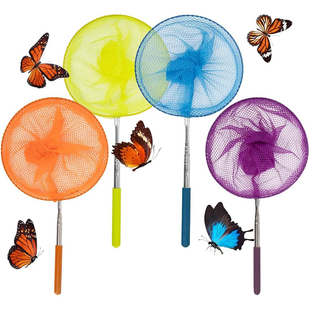 4 pcs Kids Telescopic Butterfly Fishing Nets for Catching Insect or Fish