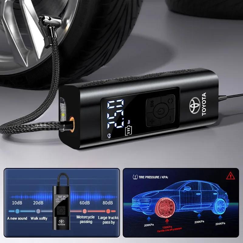 1Pcs Car Tire Inflator Smart Digital Inflatable Pump Emblem Accessories For Toyota TRD Corolla Yaris Rav4 Avensis Auris Camry