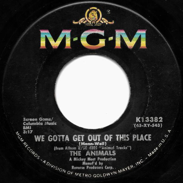 

7-дюймовая пластинка ANIMALS We Gotta Get Out Of This Place K13382 MGM Records 1965 США Рок Б/у