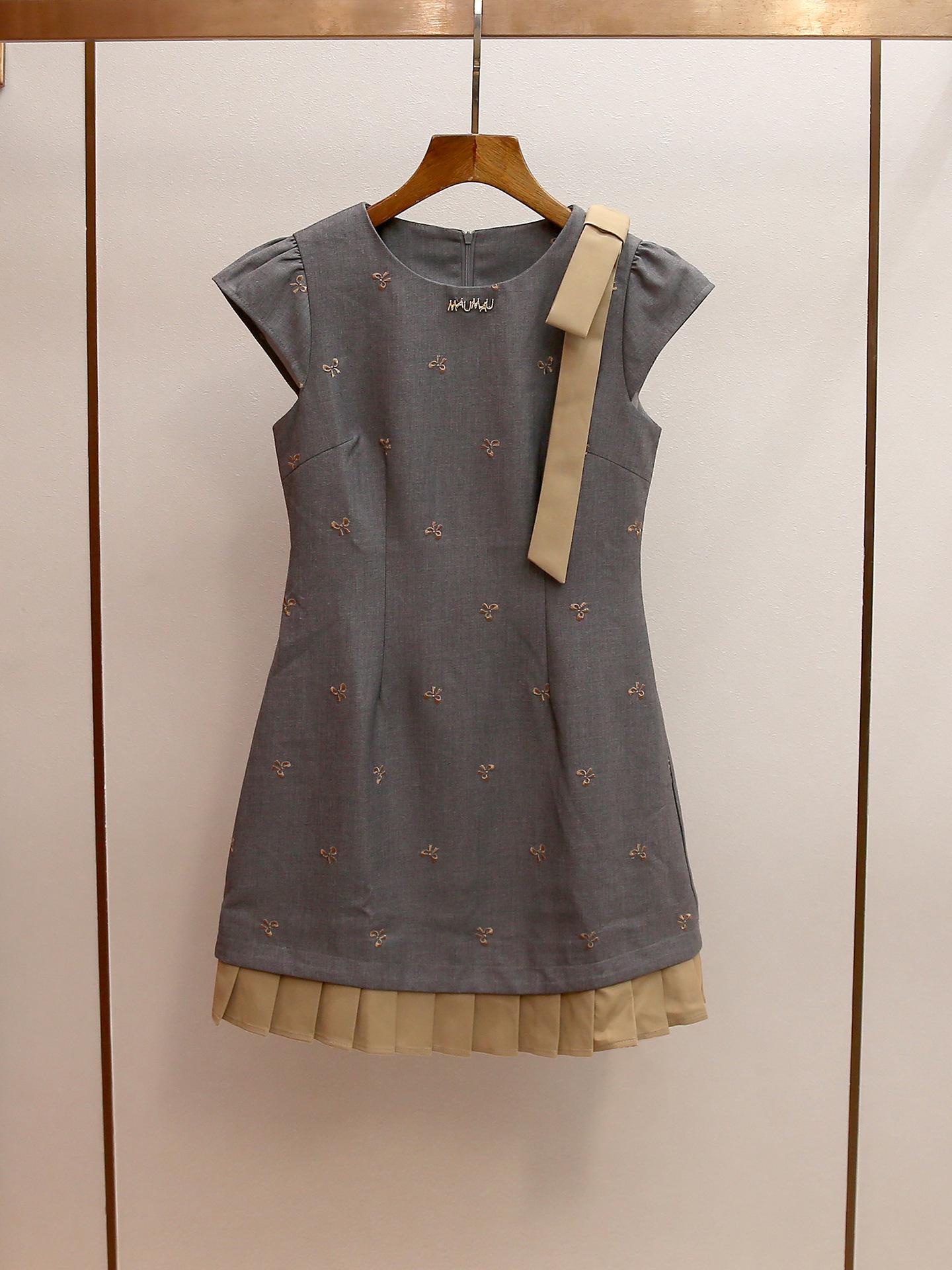 High-End Women s Spring/Summer Embroidered Jacquard Pleated Vest Dress Large серый