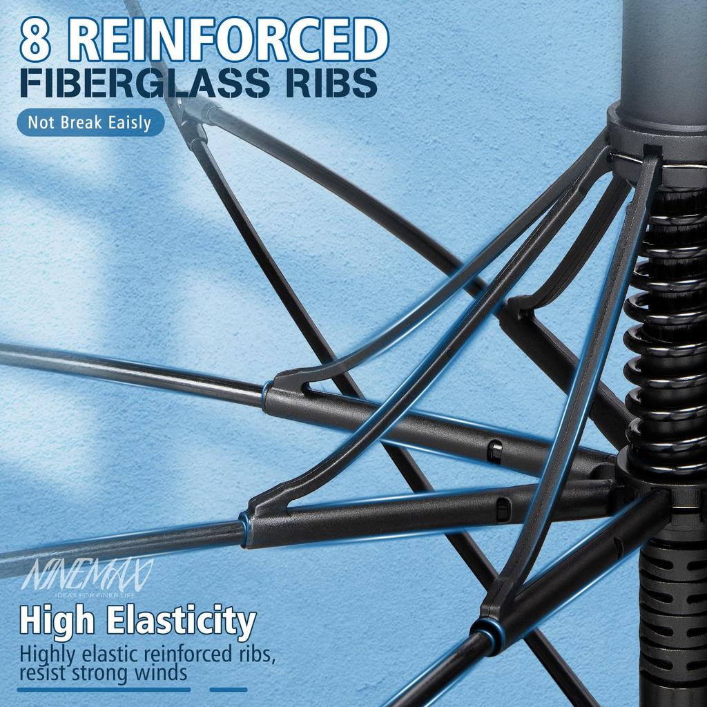 NINEMAX Golf 8 UV Super Perfect for Sun and Includes Storage Pouch 68 Umbrella, 62/68 Inch, Large, Ribs, Protection, Dual-Layer Construction, Stylish,