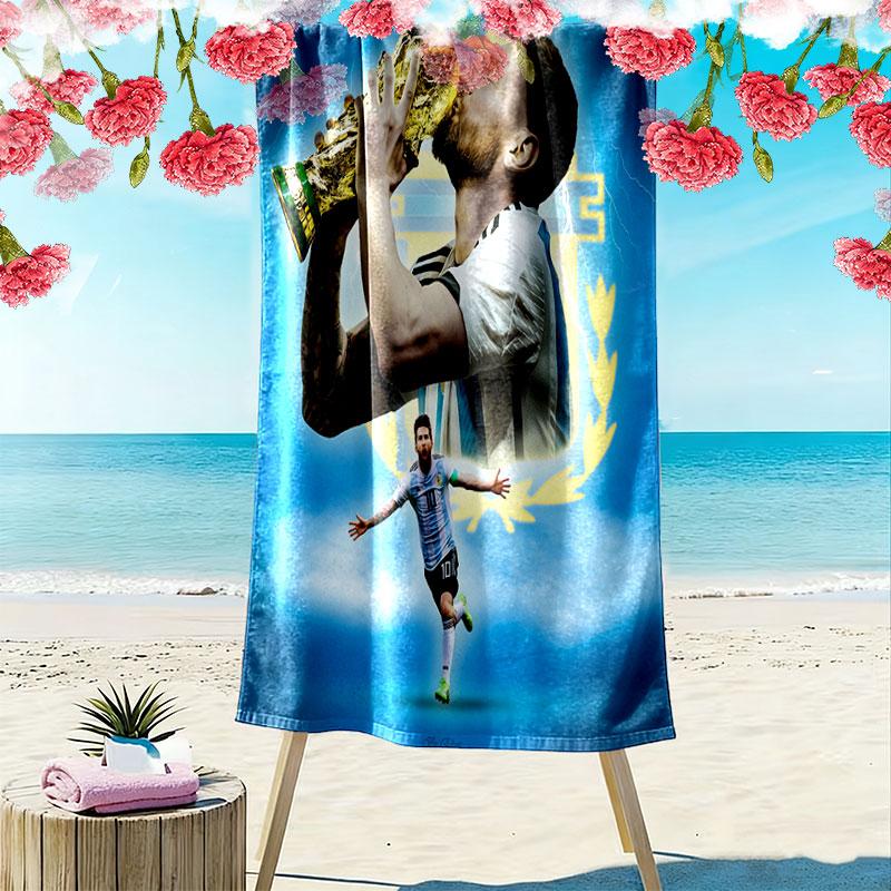 Messi Flame Print Beach Towel, Large Soft Quick Dry Towel for Beach Camping Swimming