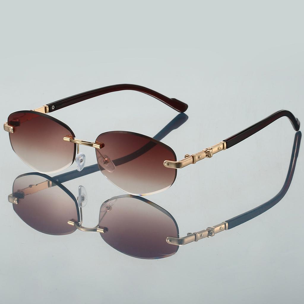 KAMMPT Vintage Rimless Sunglasses Men Multi-color Gradient Korean Style Trendy Fashion Sun Glasses