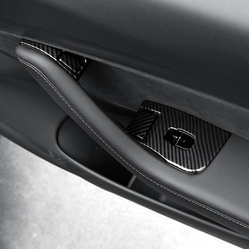 For Tesla Model 3 Y Window Lifter Switch Buttons Decorative Cover Trim Sticker Case Carbon Fiber ABS Car Decoration