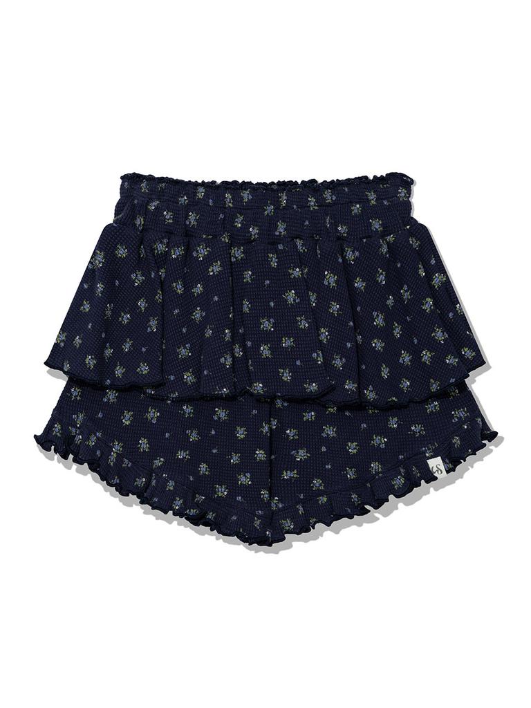 Eogeulliswedou Ruffle Flower Skirt Pants (Navy)