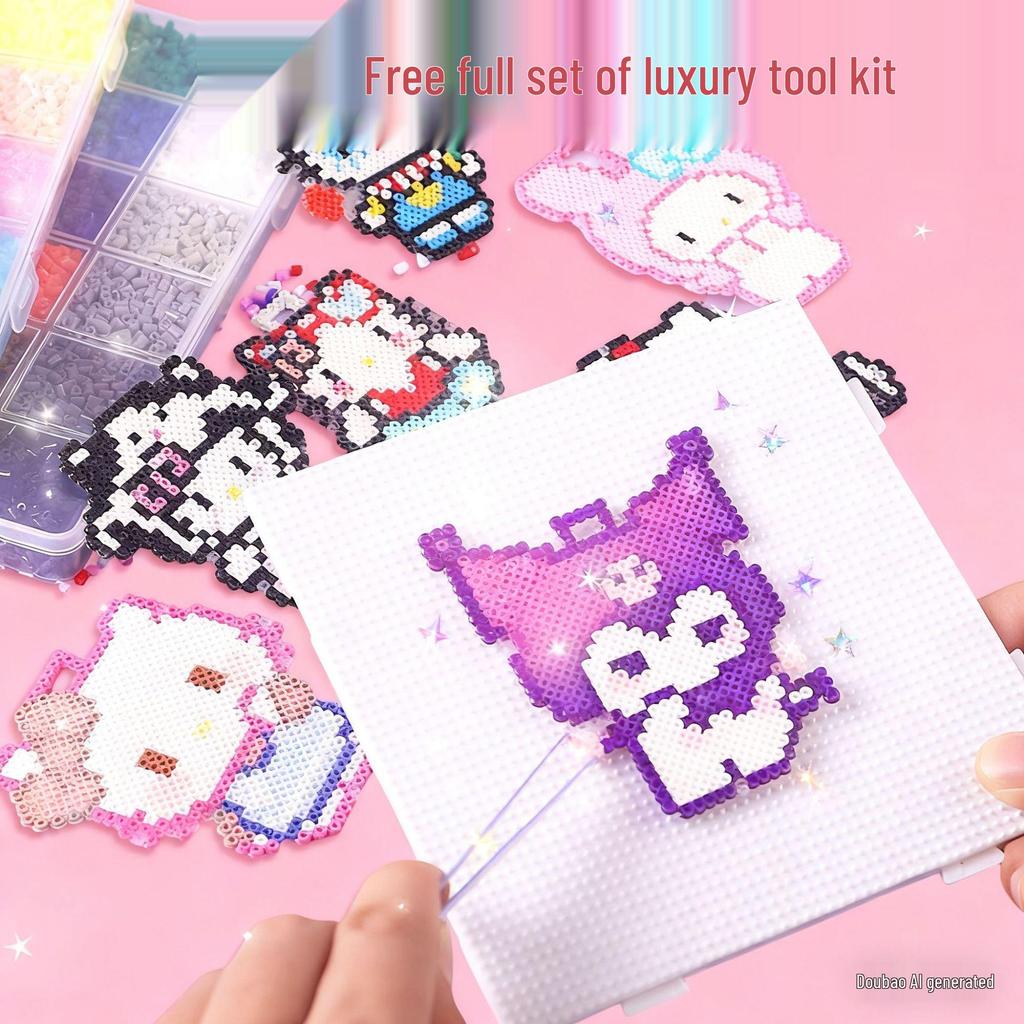 Pin Dou Dou 3D Fusion DIY Kit: Complete Set with Tools & Ironing Paper, COCO Pin Dou Design, Black/White Supplement Included