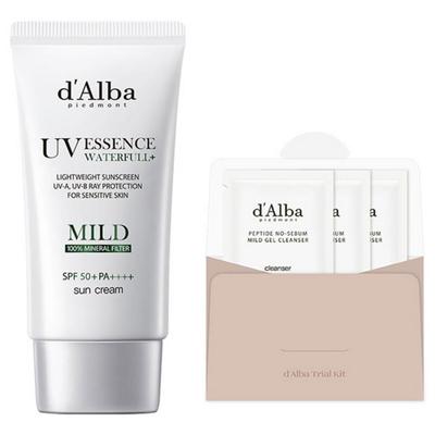 Dalba Vegan Waterful Mild Sun Cream SPF 50+ PA++++ 50ml + Mildly Acidic Gel Cleanser 9ml Set, 1 Set