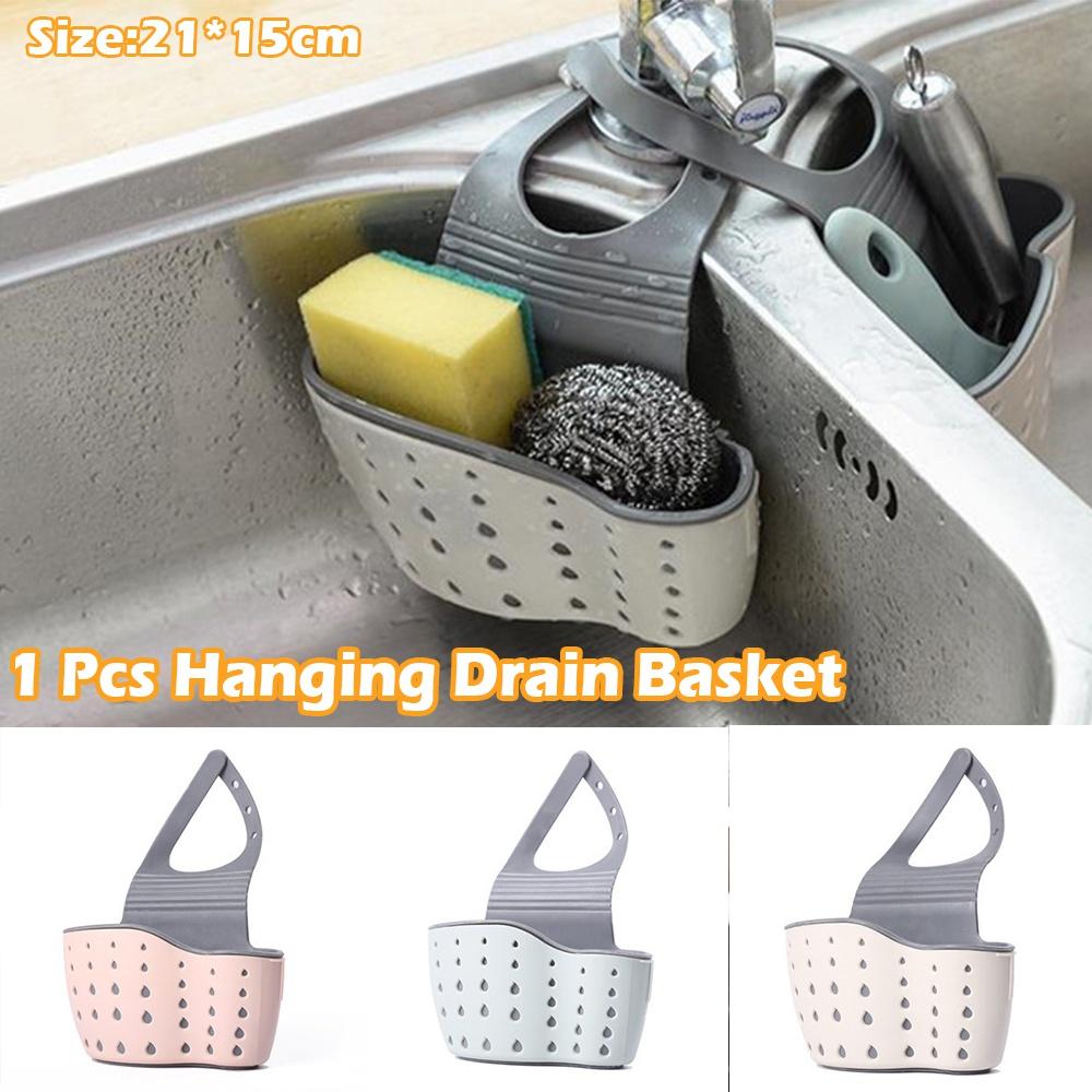 

1 Pcs Kitchen Basket Sink Drain Rack Strainer Bathroom Storage Container Kitchen Sink Sponge Storage Hanging Organizer бежевый