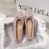 Soft-soled bow flat shoes versatile ladyshoes square head single shoes women's niche design sense simple women's shoes 2025 new