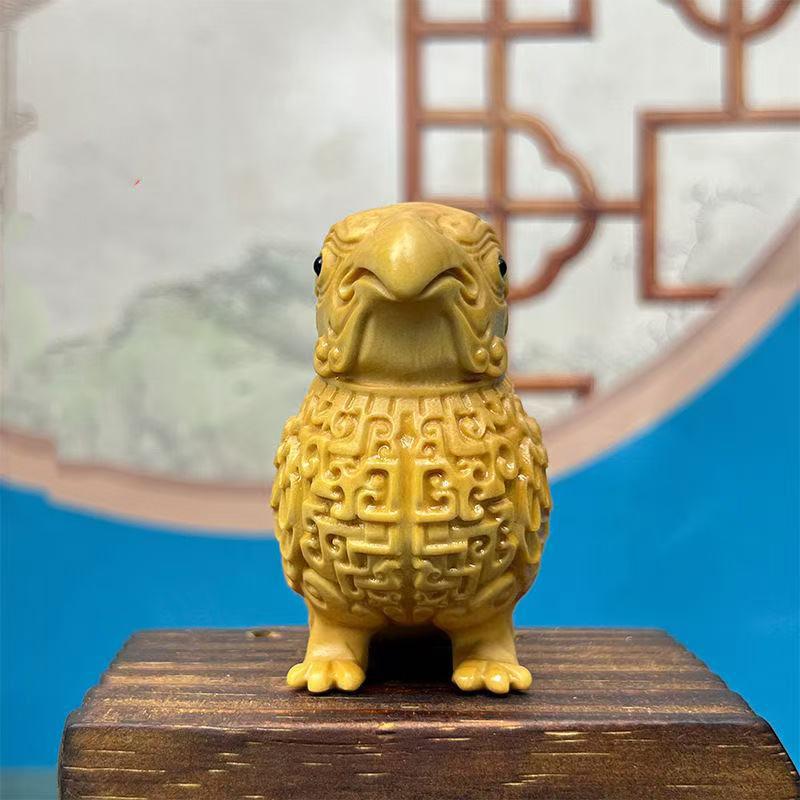 Wooden Carving Spring And Autumn Period And Warring States Period Bird Zun mascot Decorative Gods and beasts Statue
