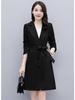 Women's Mid-Length British Style Trench Coat - Elegant Korean Loose Fit Overcoat for Spring and Autumn 2022.