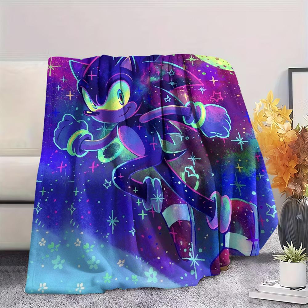 Hedgehog Sonic Print Flannel Blanket, Ultra Soft High Quality All Seasons Warm Throw, Home Decor Cozy Blanket, Perfect Christmas Gift