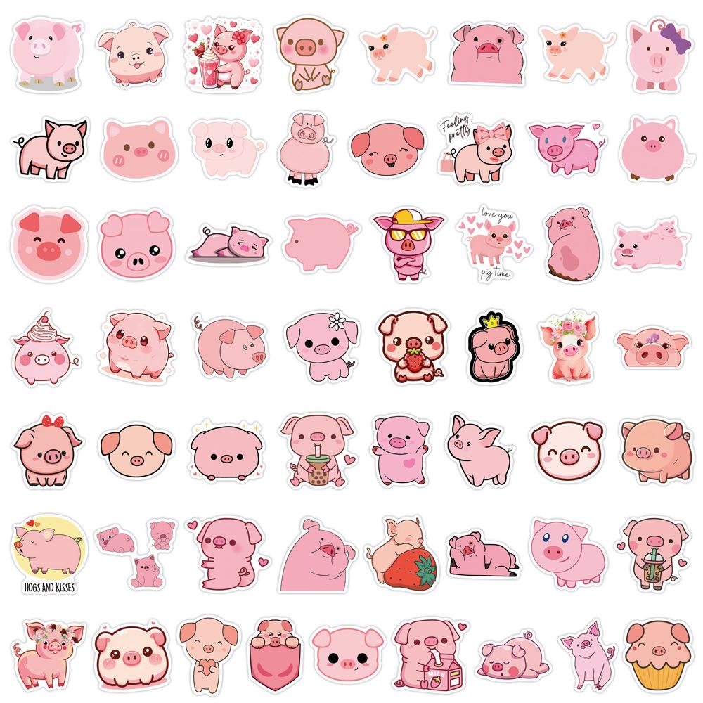 55 Pink Pig Graffiti Stickers Decorative Scooter Suitcase Notebook DIY Stickers
