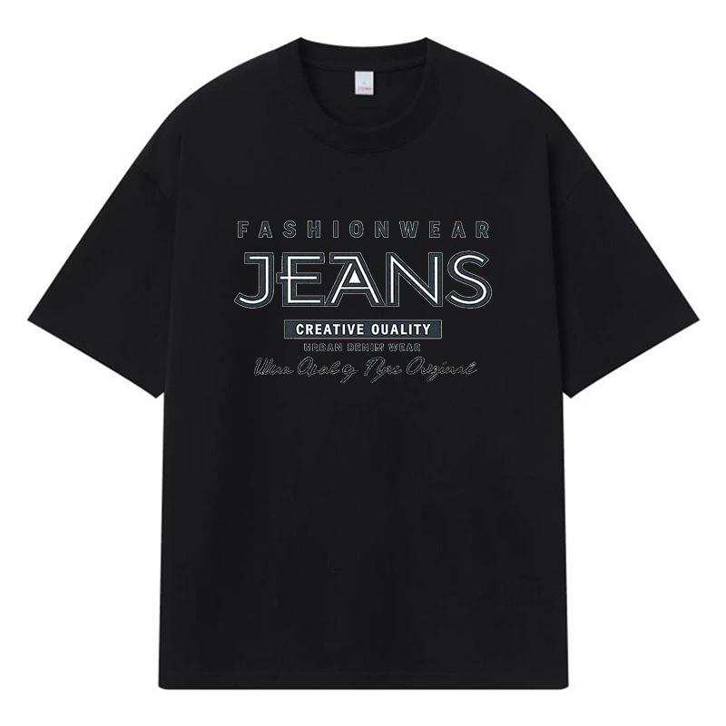 2026 Fashionwear Jeans Printed Graphic Street Trend Y2k Harajuku 100% Cotton T Shirt Casual Oversized Men's T-shirt
