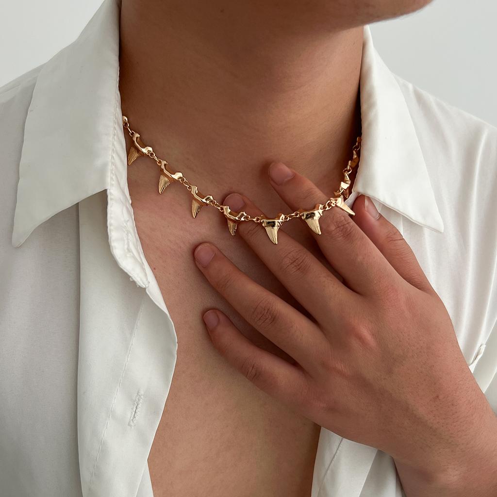 SHIXIN Smooth Rivet Spike Short Choker Necklace for Men Hip Hop Punk Adjustable Collar Chain 2026 Trendy Jewelry Neck Decoration