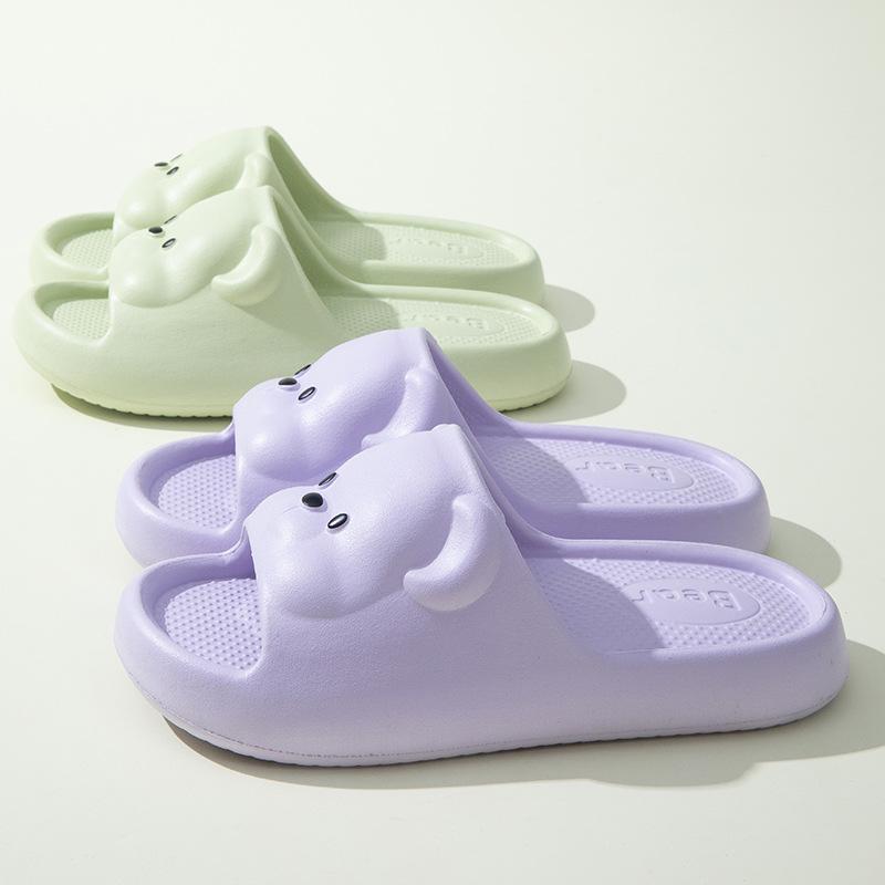 Children's Home Parent-child Cool Slippers Summer Cartoon Bear Girls and Boys Non-slip and Odorless Indoor EVA Shoes TEMU